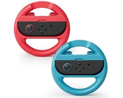 Stuurset Geschikt voor Nintendo Switch 2 Joy Con - Stuurwiel Set - Stuurtjes voor Mario Kart en Racegames - Ergonomisch en Comfortabel Gamen - Racestuur Rood en Blauw