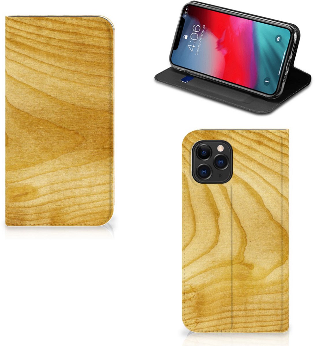 Apple iPhone 11 Pro Book Wallet Case Licht Hout