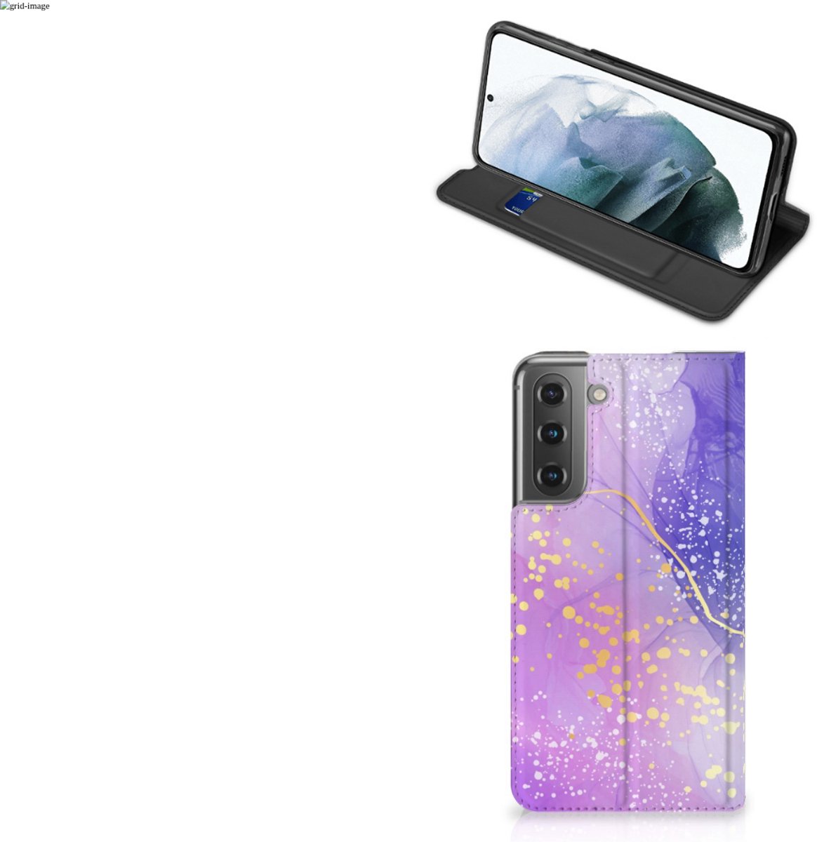 Book Case voor Bookcase voor Samsung Galaxy S21 FE Watercolor Paars