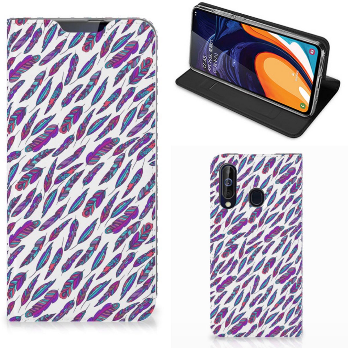Samsung Galaxy A60 Hoesje met Magneet Feathers Color