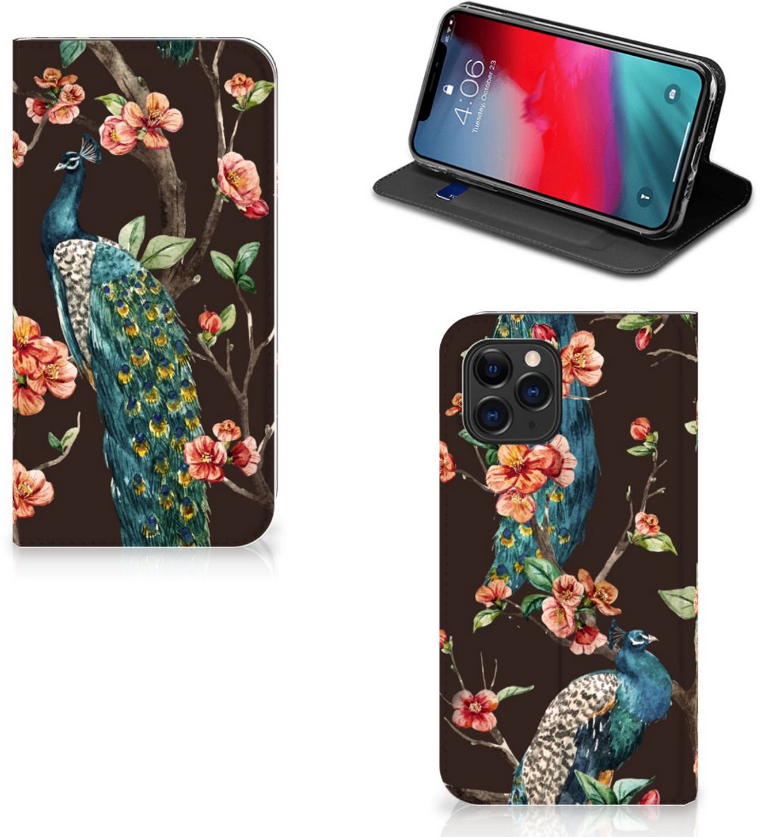 Apple iPhone 11 Pro Hoesje maken Pauw met Bloemen