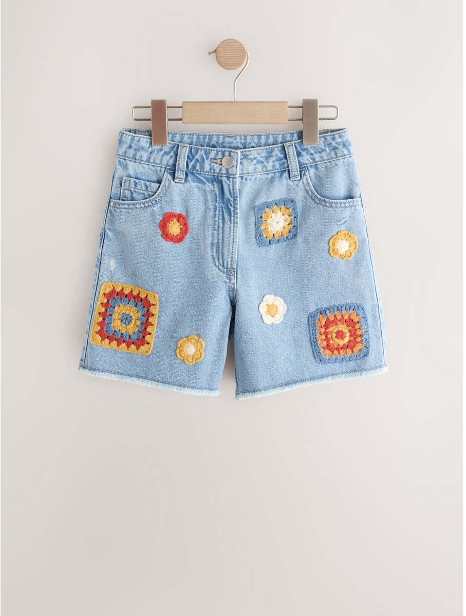 Next - Meisjes - Gehaakte denim short - Blauw