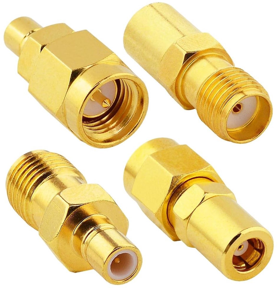 Zeynomax - Adapters - SMB-naar-SMA-adapterset - Goud - Meerdere connecties - Hoogwaardige signaalkwaliteit - Geschikt voor SMB-apparaten - Goud