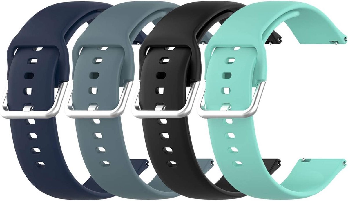 4 Pack Vervangende Soft Silicone Armbanden voor 22mm Horloges, Geschikt voor Umidigi Urun, LIFEBEE ID206 en Letsfit EW1, Duurzame en Comfortabele Wristbands