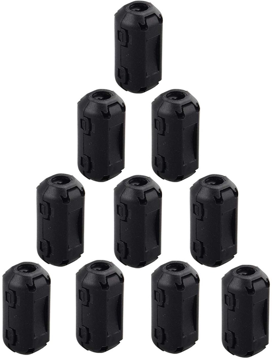Elzusha - Ferrite ringkern - Anti-interferentie - Hoogfrequentiefilter - RFI EMI - Geluidsvermindering - 3mm binnendiameter - Kabelclip - Zwart