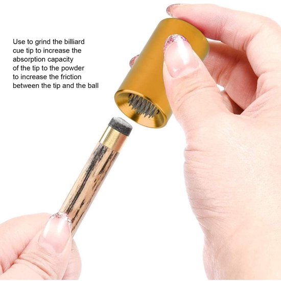 Zeynomax - Billiard Cue Tip Shaper - 2-in-1 Tool - Geel Aluminium - Verbeterde Grip - Voor Pool Kleur - Handig in Gebruik - Geschikt voor Biljartspel van Zeynomax — afbeelding 3