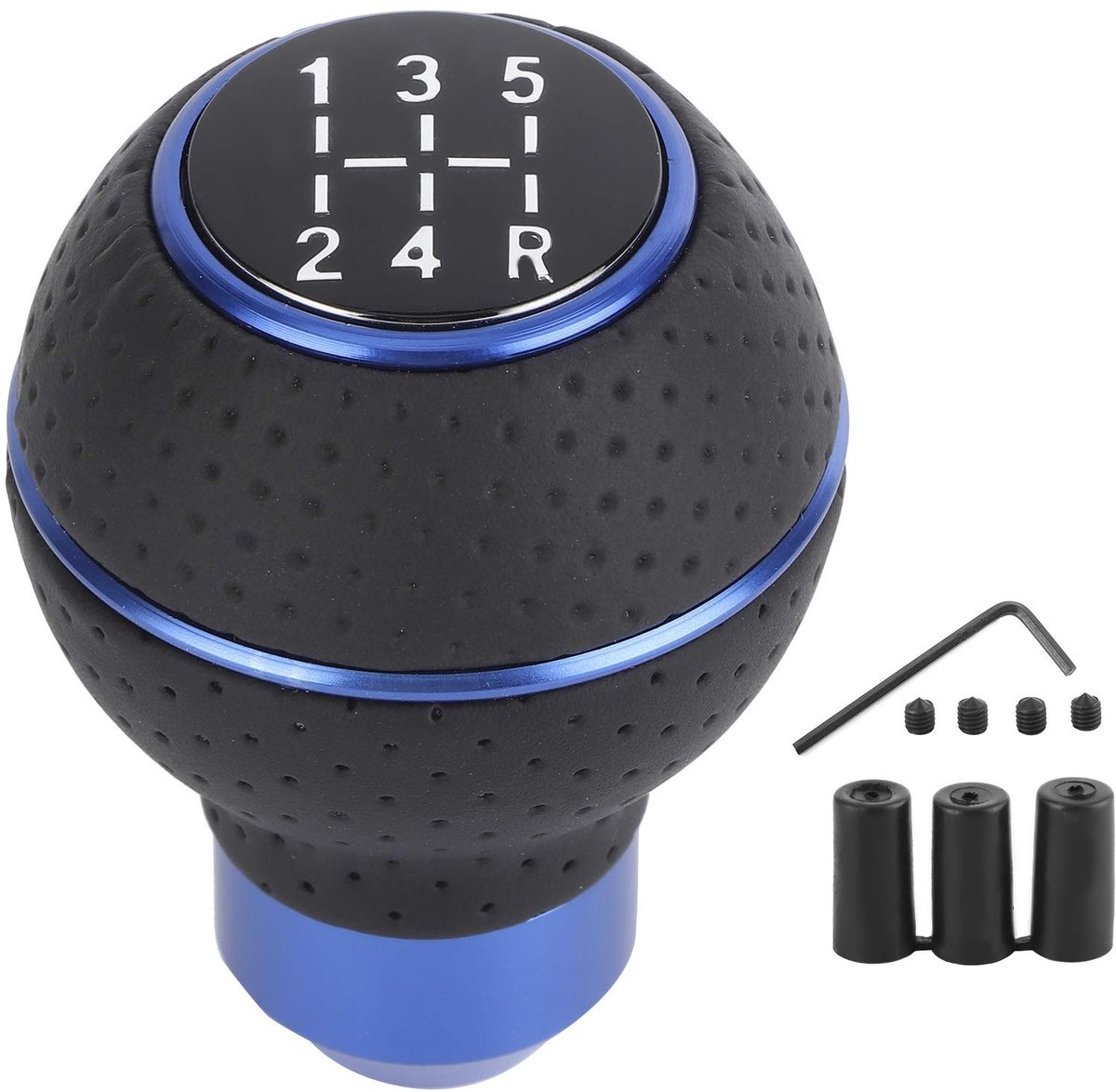 Zeynomax - Pookknop - Auto Accessoires - Eenvoudig te installeren - Blauw Aluminium Lederen - Universele Vervanging - Geschikt voor 5 Versnellingen ..