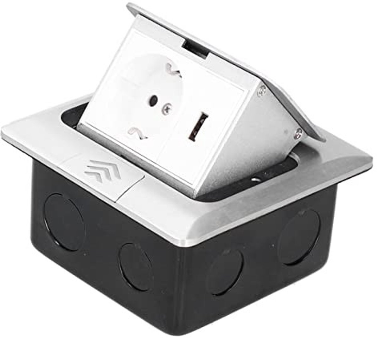 Jhubersproducts - Vloer Stopcontact - Waterdicht - Pop Up - Zilver - USB Laders - Sabotagebestendig - Geschikt voor Thuis en Kantoor