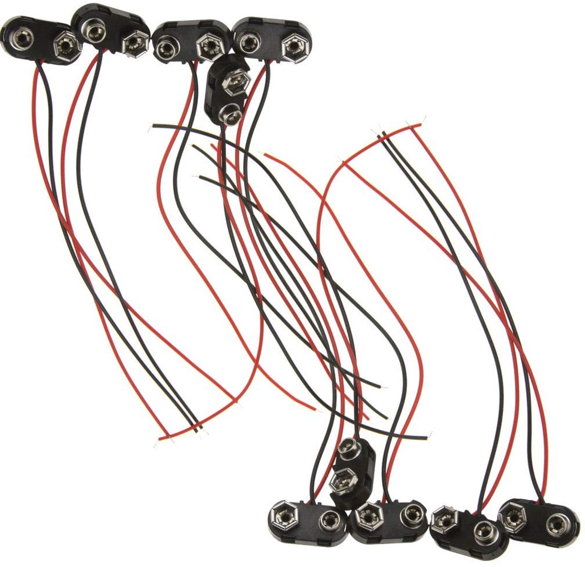Jhubersproducts - 10 stks Batterij Clip Connector 9V - ABS en Metaal - Stabiele prestaties - 150mm Looddraad - Geschikt voor 9V Batterij - Ideaal voor