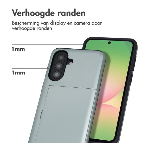 Groene telefoonhoes toont verhoogde randen van 1 mm rond de camera en het scherm.