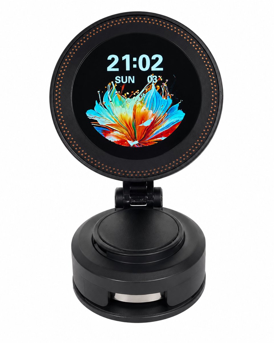 Vacuum Magnetische Telefoonhouder met Digitaal LED Display – Opvouwbaar & Draagbaar – Sterke Zuignap – Geschikt voor Gym, Keuken & Badkamer – Duurzaam en Eenvoudig in Gebruik – Zwart