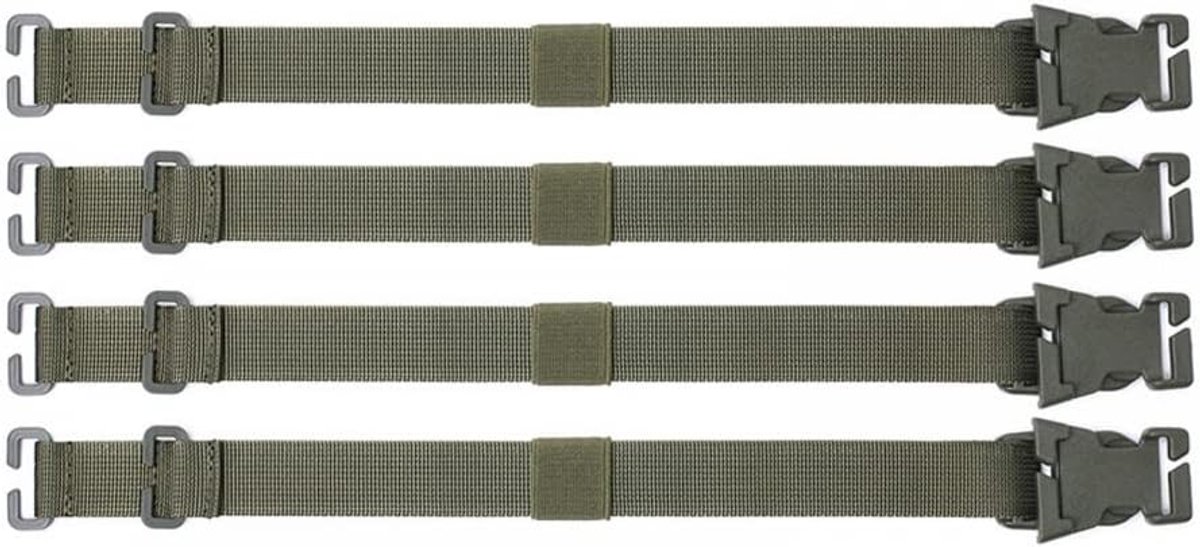 VHV - Rugzak riemen - Straps - Bevestigingsbanden - Tactische accessoires - Set van 4 - Verstelbaar - Stevig - Voor kamperen, wandelen en outdoor - Legergroen