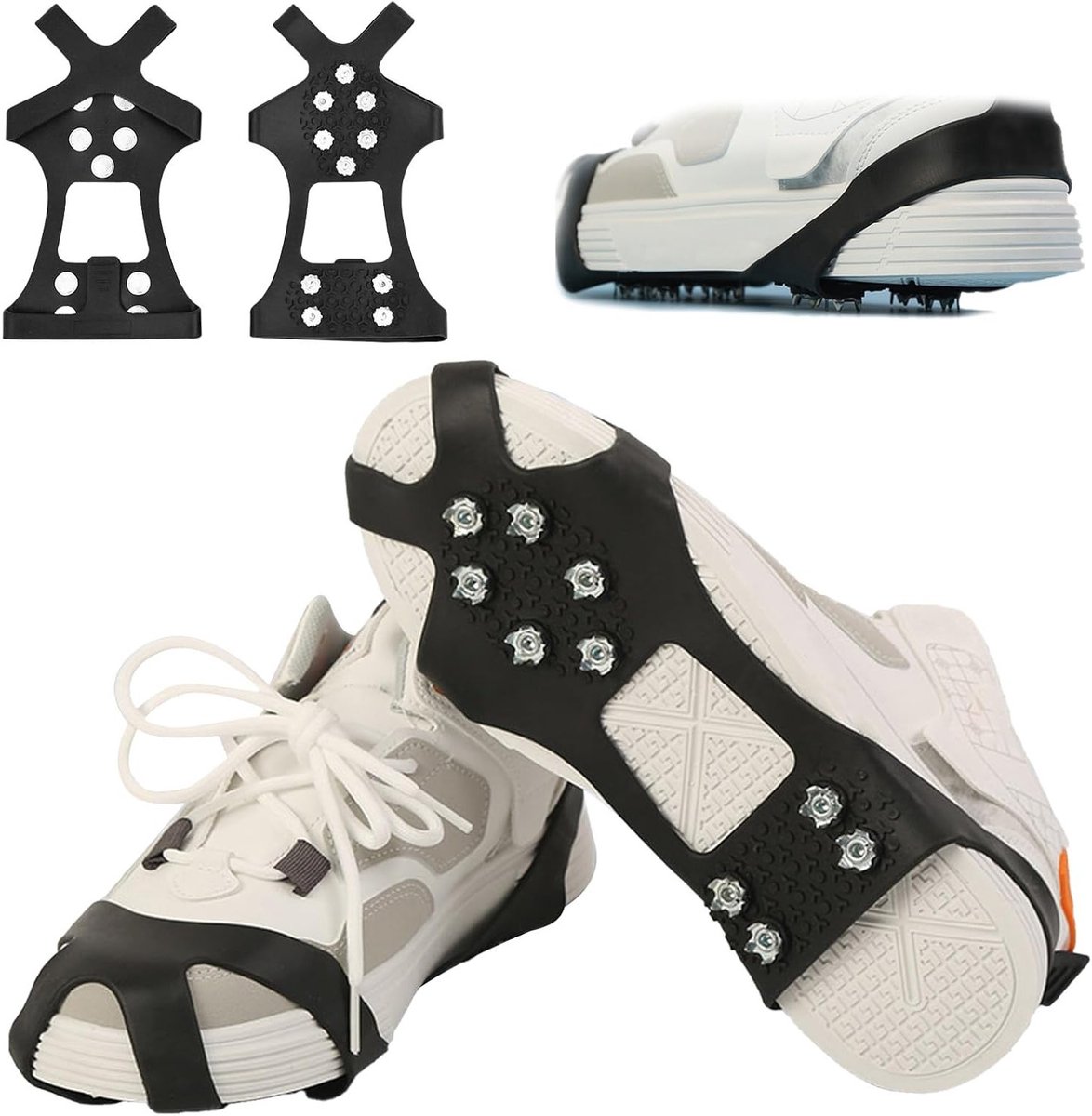 Winterse schoenspikes met 10 roestvrijstalen tanden voor optimale grip op ijs en sneeuw, antislip spikes voor wandelen en outdooractiviteiten