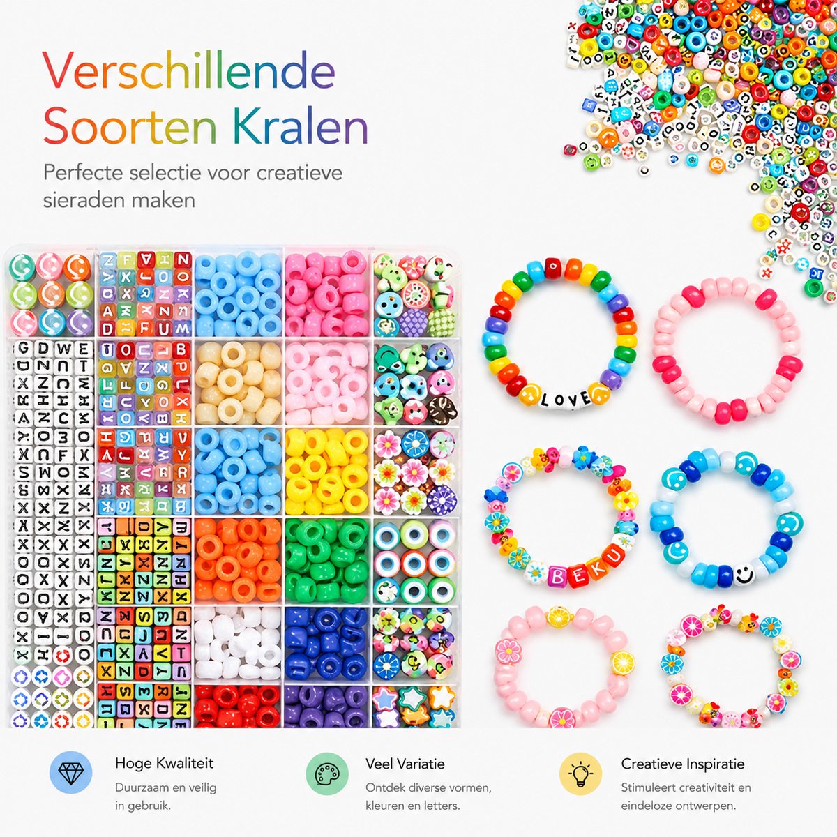 BOTC Sieraden Set - knutselen meisjes - armbandjes maken meisjes - 20kleuren - 4500-delig - Sprankelende Sieraden Maken Pakket - Kralen Set — afbeelding 6