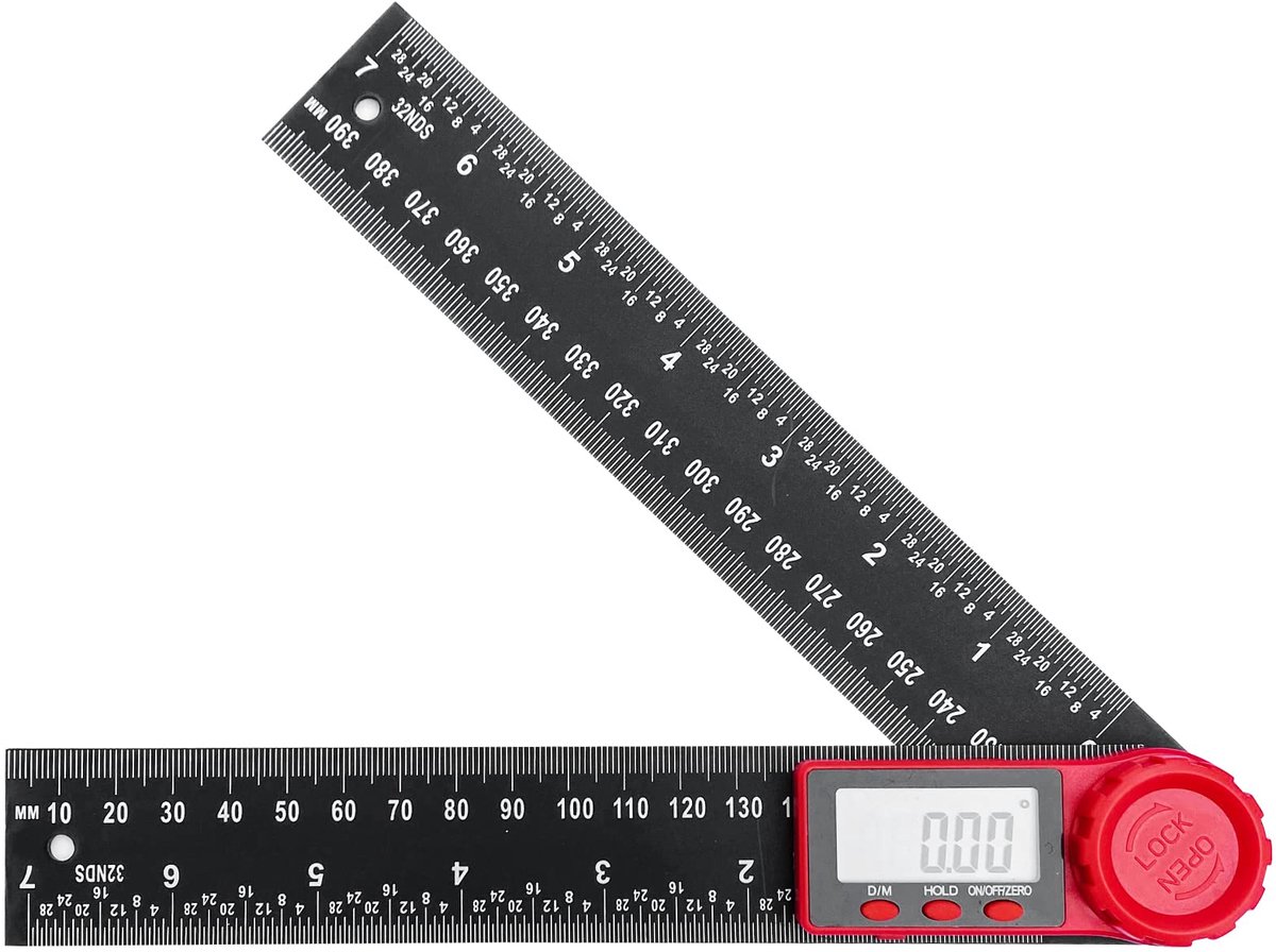 carmdering- Digitale Hoekmeter - Digitale Gradenvinder - Elektronisch Meetinstrument - 360° Meetbereik - Lineaire Meetlat Tot 400 Mm - Robuust Kunststof - Hoge Precisie ±0 2° - Veelzijdig Voor Houtbewerking En Bouw - 1 Stuk
