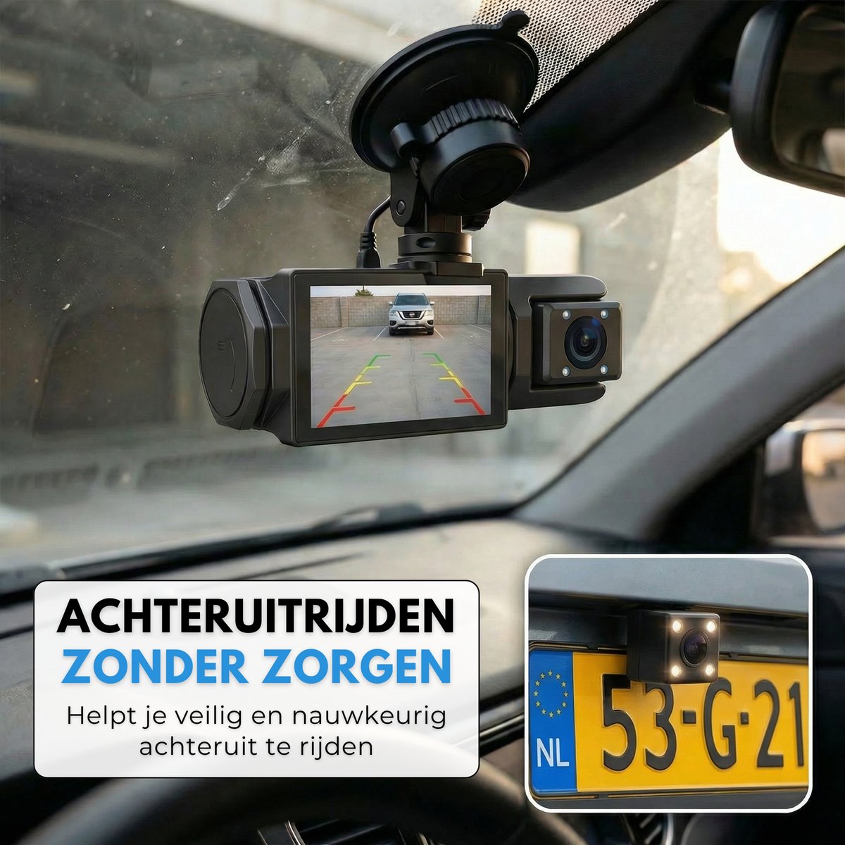 Boncy® Dashcam Voor Auto - 3 Kanalen Voor, Achter en Binnen Camera - 1080P Full HD - Dual Dashcams Met Achteruitrijcamera en Parkeermodus - Met Wifi & App - G-Sensor - Nachtzicht - Loop Recording - 170 Graden Kijkhoek – foto 7
