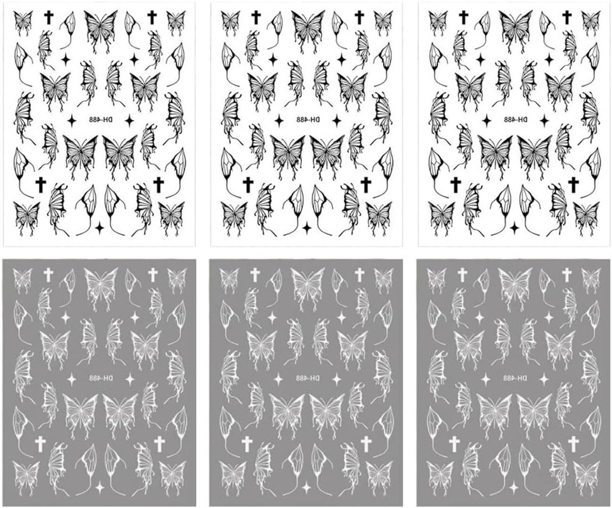 3D Vlinder Nagelstickers Set van 6 Zelfklevende Nageldecoratie voor Creatieve Nail Art