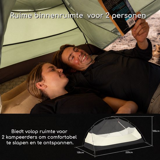 Naturehike Mongar PRO 2 - 2-persoons lichtgewicht tent - Incl. grondzeil - 20D 3000MM - 3-seizoenen koepeltent - Waterdichte trekkerstent & kampeertent - Olijfgroen van Naturehike — afbeelding 5
