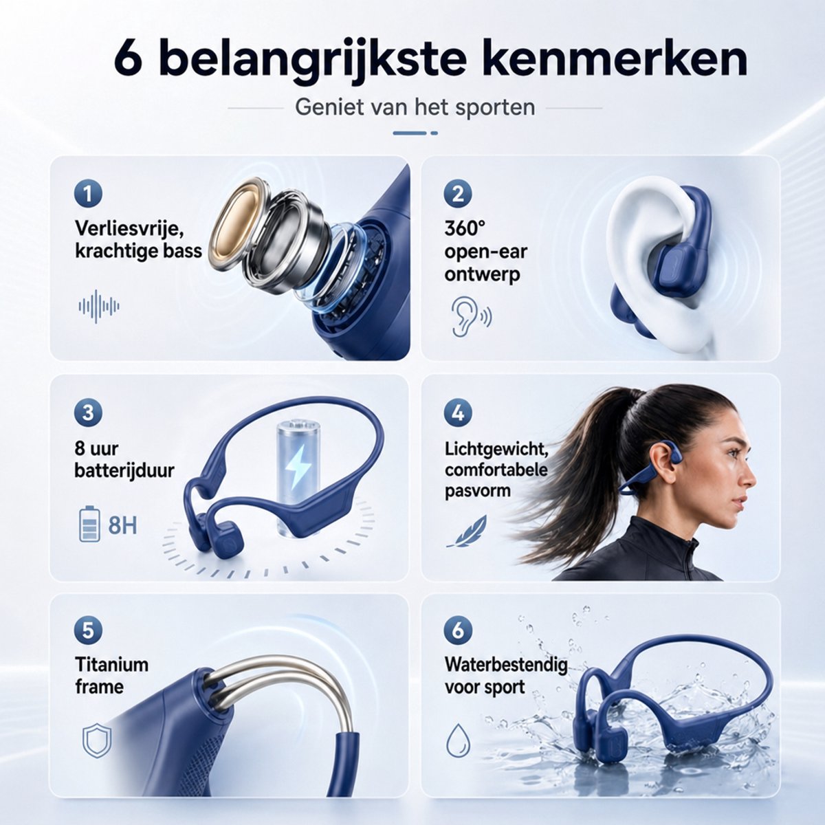 Bone Draadloze Sport Hoofdtelefoon met Microfoon - - afbeelding 2