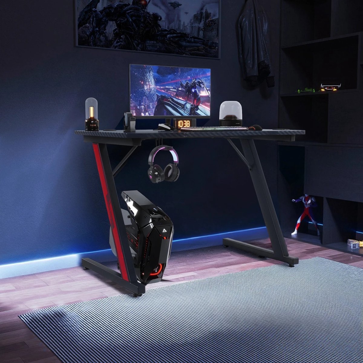Geargalaxy Gaming Bureau - Gaming Desk - Computer Bureau voor Gaming - Setup Tafel - Werkbureau - Bureau - 80x52 - Zwart