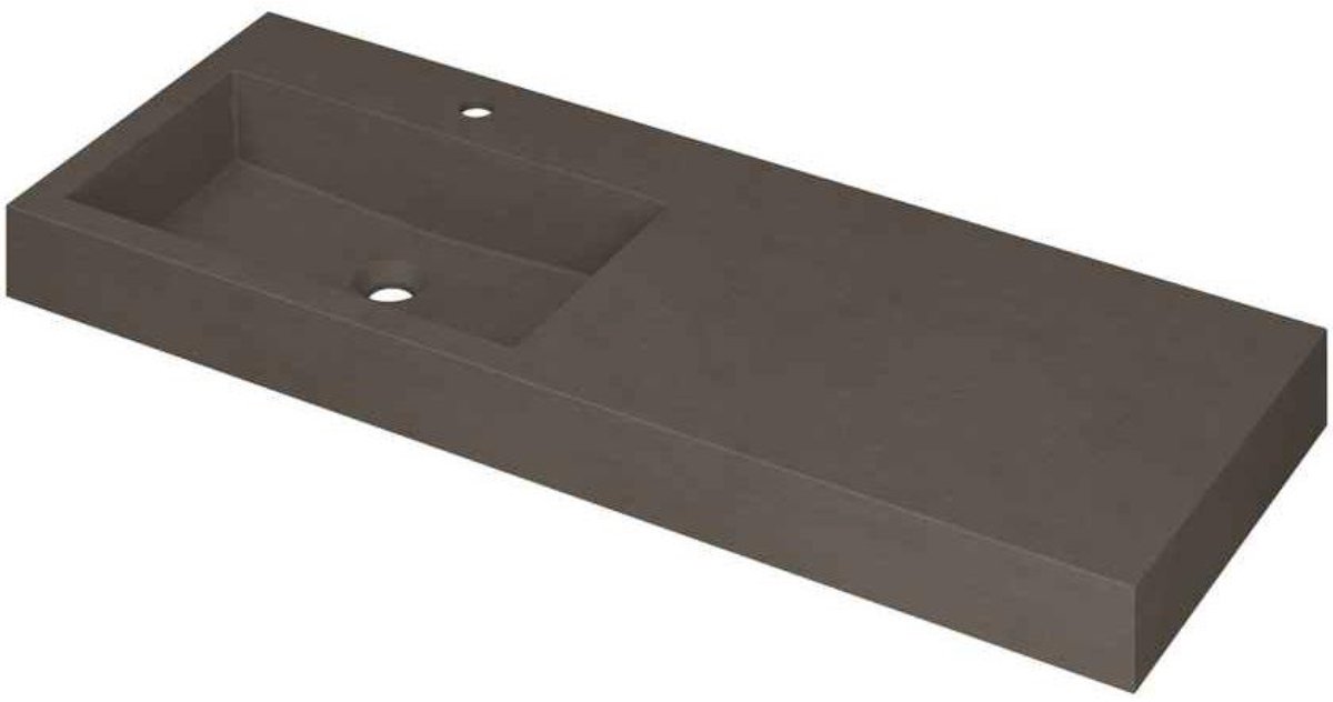 INK Momento Wastafel Quartz Wasbak Links met 1 Kraangat - 1200x450x90 mm - Quartz Beton