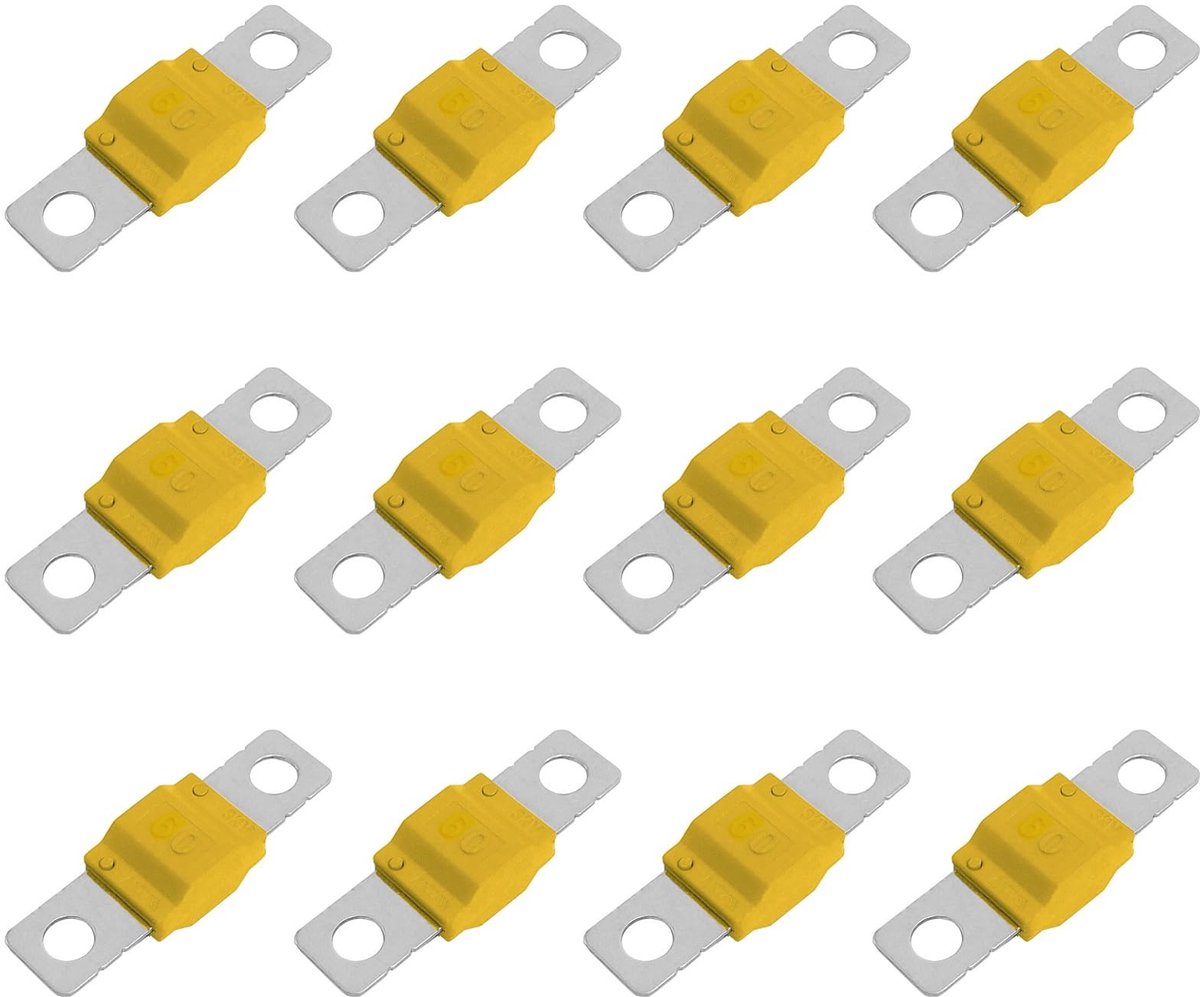 Dailygoods - Midi Fuses - 12x Vervangende Midi Fuses - Hoogwaardige Kwaliteit - Geschikt voor Midi Fuse Holders - 60A Vervangingen - Ideaal voor Elekt