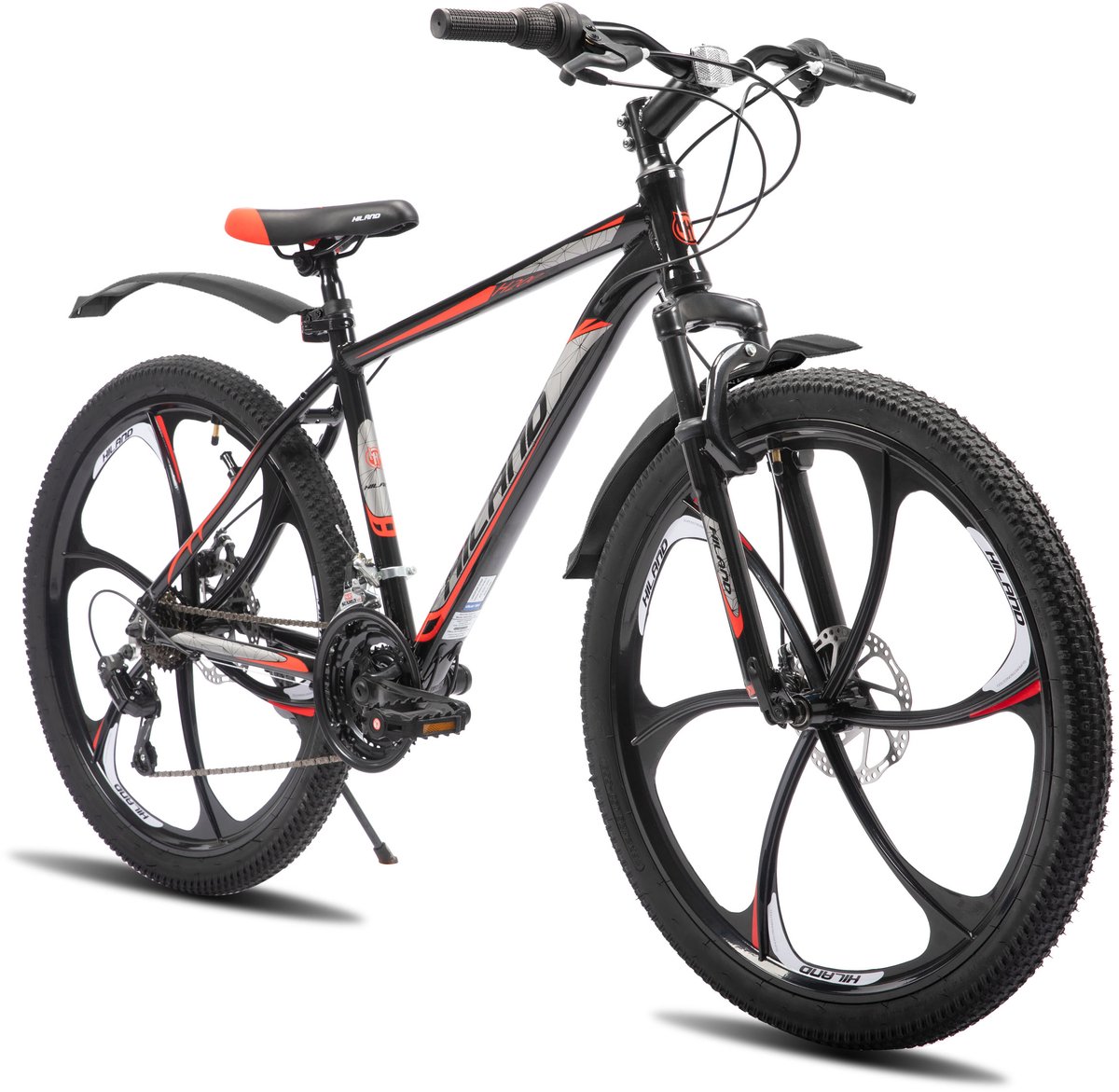 HILAND Mountainbike 26 inch - MTB met 3/6-Spaaks Stervelgen - 18 Versnellingen - Lichtgewicht Aluminium Frame - Dubbele Schijfremmen - Unisex