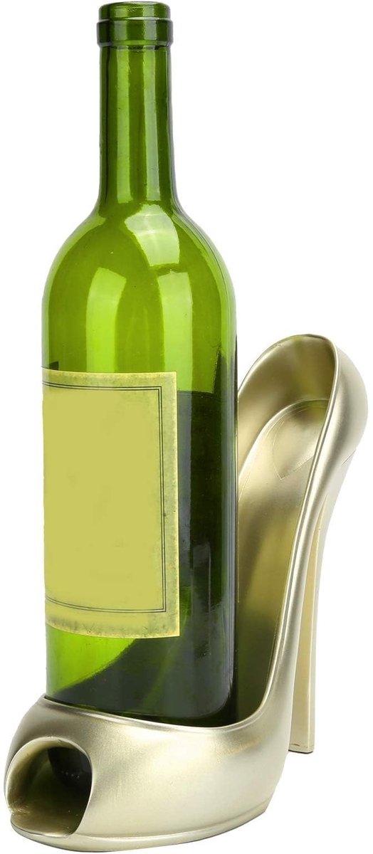 Dailygoods - Flessenhouder met hoge hak - Wijnfleshouder - Grappig design - Goud - Hars wijnrek - Uniek voor feesten - Decoratief voor elke gelegenhei