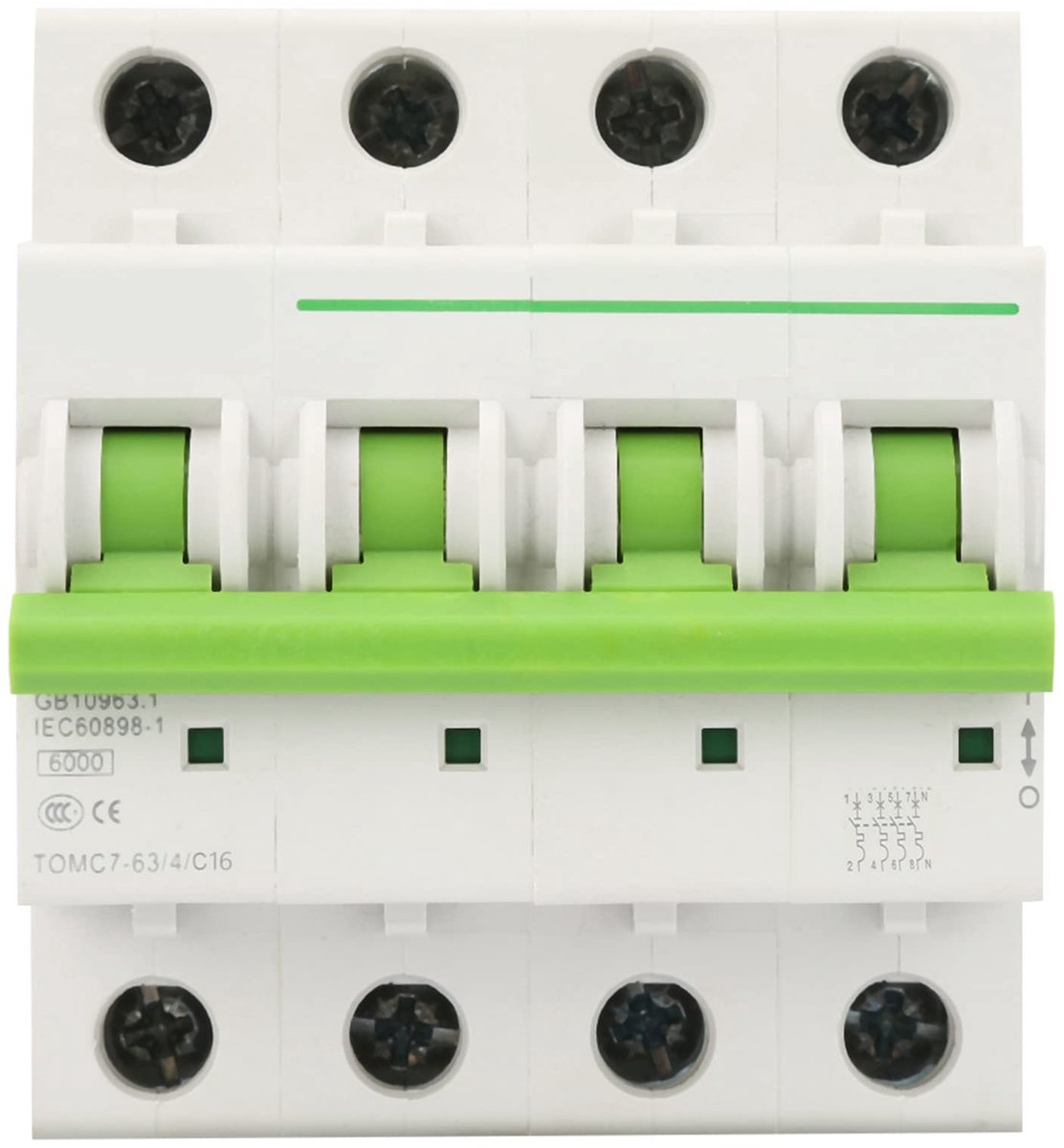 Dailygoods - Miniatuur Circuitonderbreker - Automatische Schakelaar - Betrouwbare 4 Polige Schakelaar - 380V/415V - Type C - 6KA - Geschikt voor Elekt