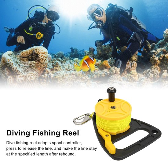 Allecto - Duik Reel - Duikaccessoires - Duim Stopper - Geel - Duiken Vissen Reel - Snorkelen - Onderwater Sport - 46m Kabel van Merkloos — afbeelding 4