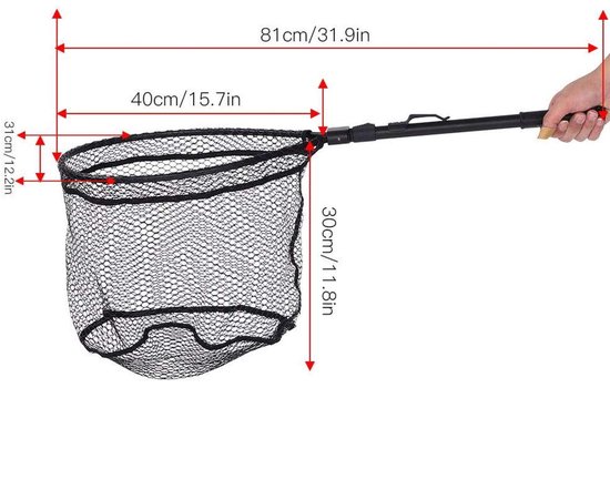 Floating Fishing Net - Aluminium Legering Hand Schepnet - Draagbaar Brailer Rubber Gecoat Landingnet - Handduiknet Vissen - Vissersgereedschap Voor Kayak - Steelhead - Zalm - Bootvissen - Drijvend Vissen van Merkloos — afbeelding 4
