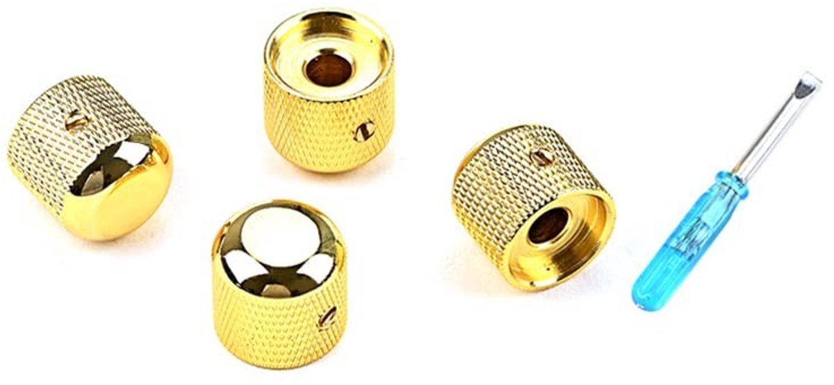Zeynomax - Gitaar Dome Knoppen - Volumeregeling Knoppen - Eenvoudig te installeren - Goud - Vervangingsknoppen - Geschikt voor Elektrische Gitaar en..