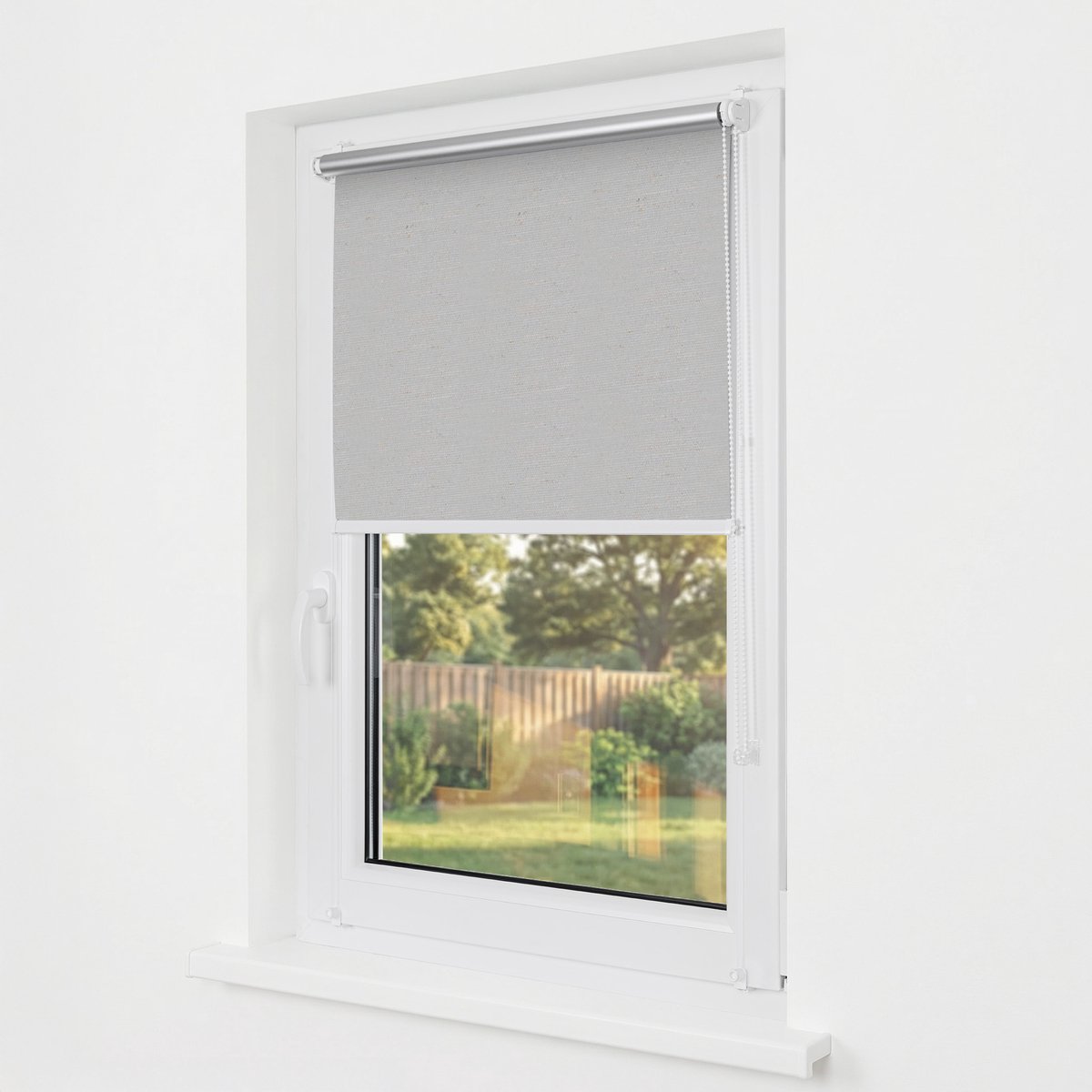 Estika Klemmfix thermo rolgordijn zonder boren 115x220 cm grijs linnen verduisterend