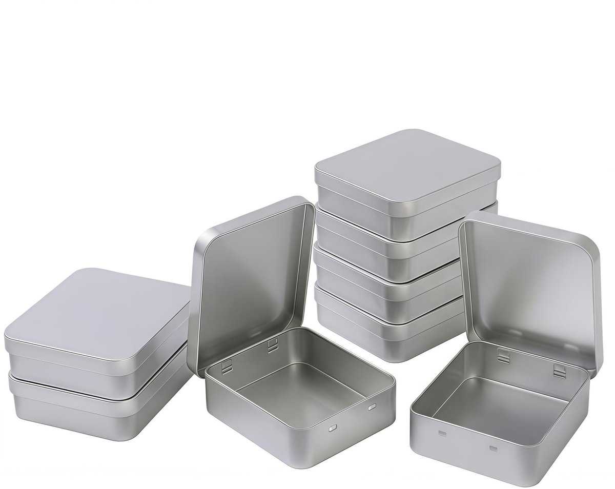 Smoakez - Metalen Opbergdozen - Set van 8 - Compact en stevig - Zilveren - Voor kleine onderdelen - Ideaal voor hobby's en DIY-projecten
