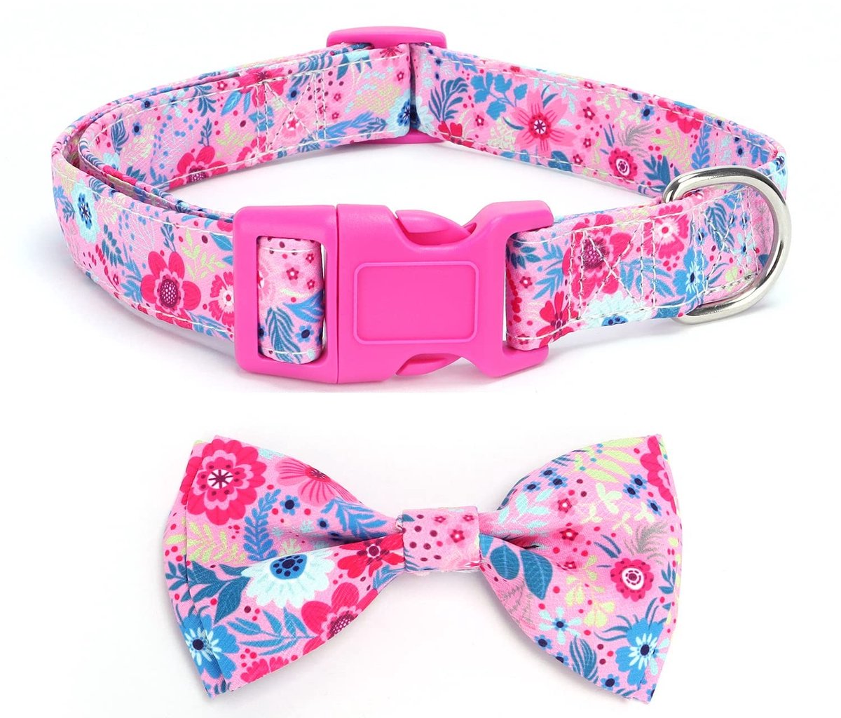 Dailygoods - Zachte vlinderdas halsband - Verstelbare hondenkraag - Felroze - Comfortabel en stijlvol - Geschikt voor kleine en middelgrote honden - P