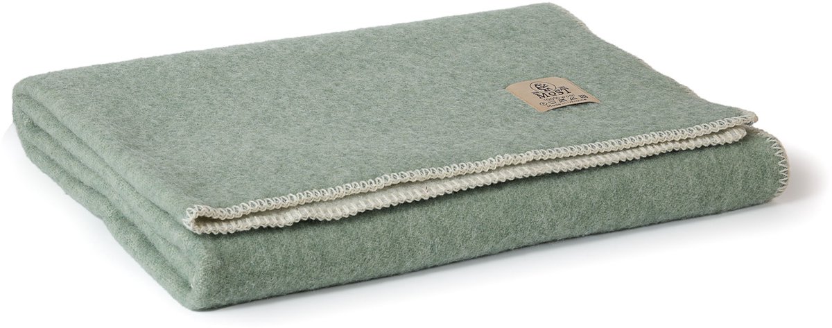 MoST-Dekens - 100% Wollen ledikant dekentje Cool Mint - 100 x 140 cm - groen