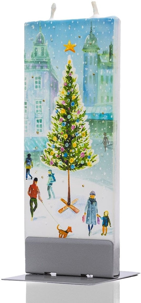 Versierde Kerstboom Kerstkaart | FLATYZ platte kaars – uniek handbeschilderd cadeau