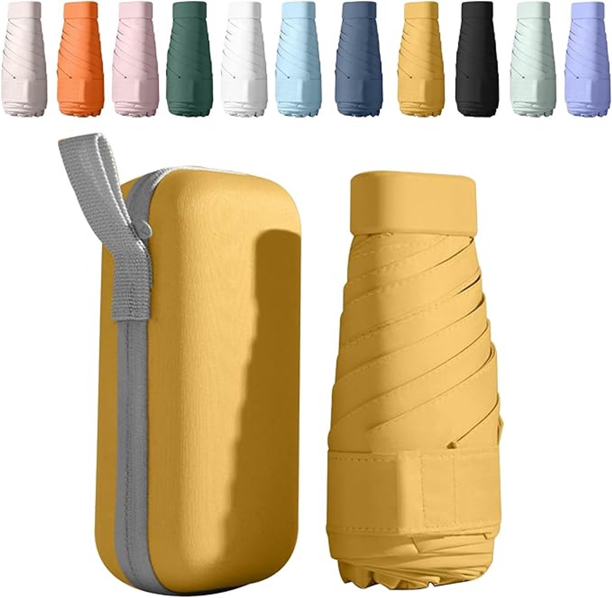 Zakparaplu - Mini Paraplu - Reisparaplu Klein - Compacte Paraplu - Opvouwbaar - Windbestendig - Lichtgewicht - UFP 50+ - Geel - van Imperatoris
