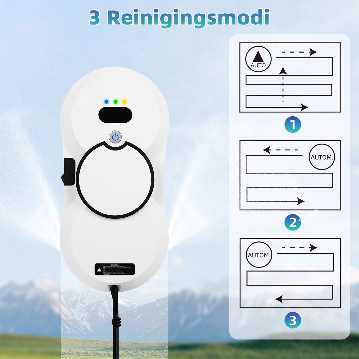 Robot Ramenwasser - Ruitenreinigingsrobot - Raamreiniger - 5600Pa/3 reinigingsmodi/intelligente navigatie - Wit thumbnail 6