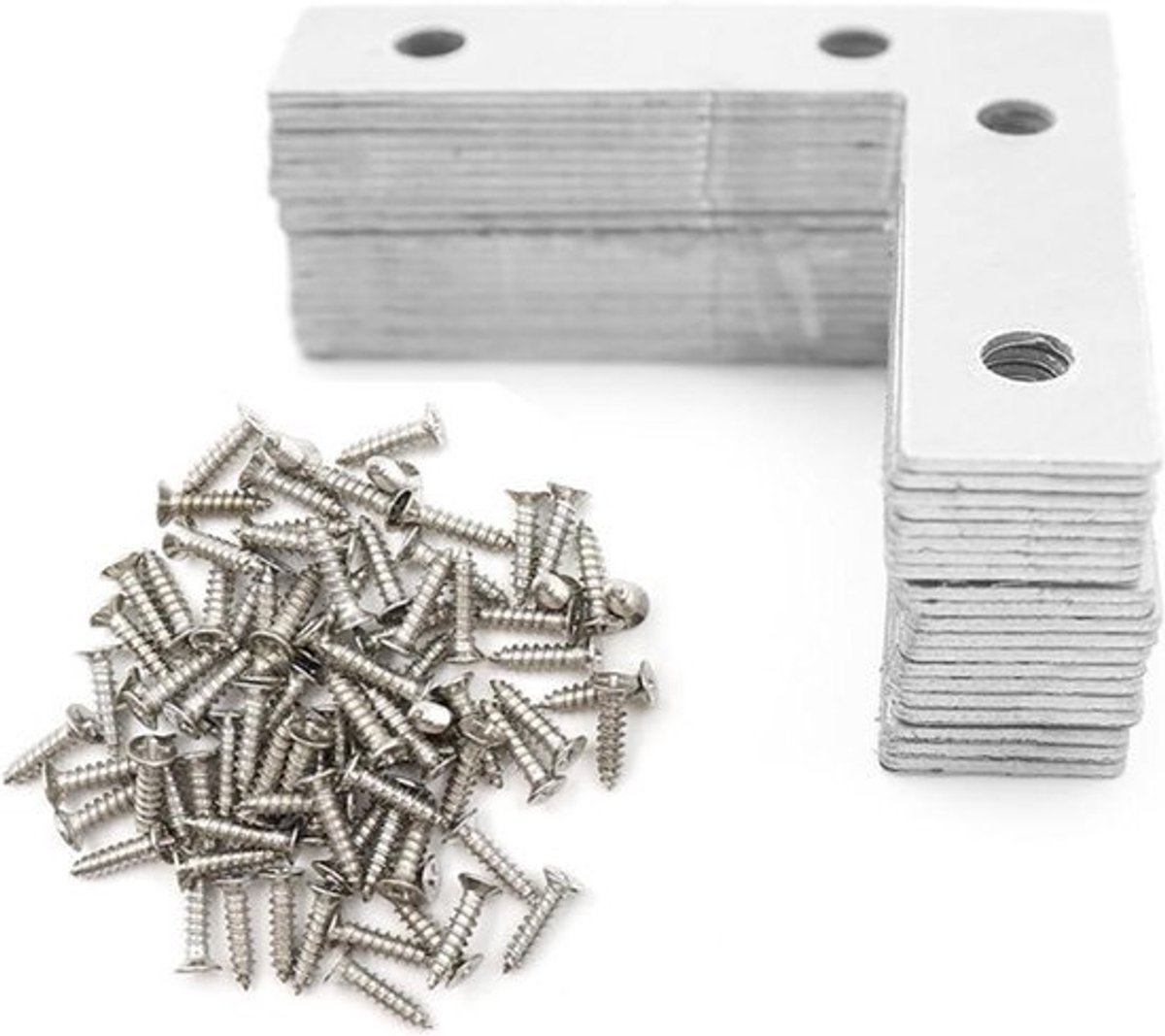RVS L-plaat platte connector houten gatplaat hoekbeugel (60x60mm) - Set van 20