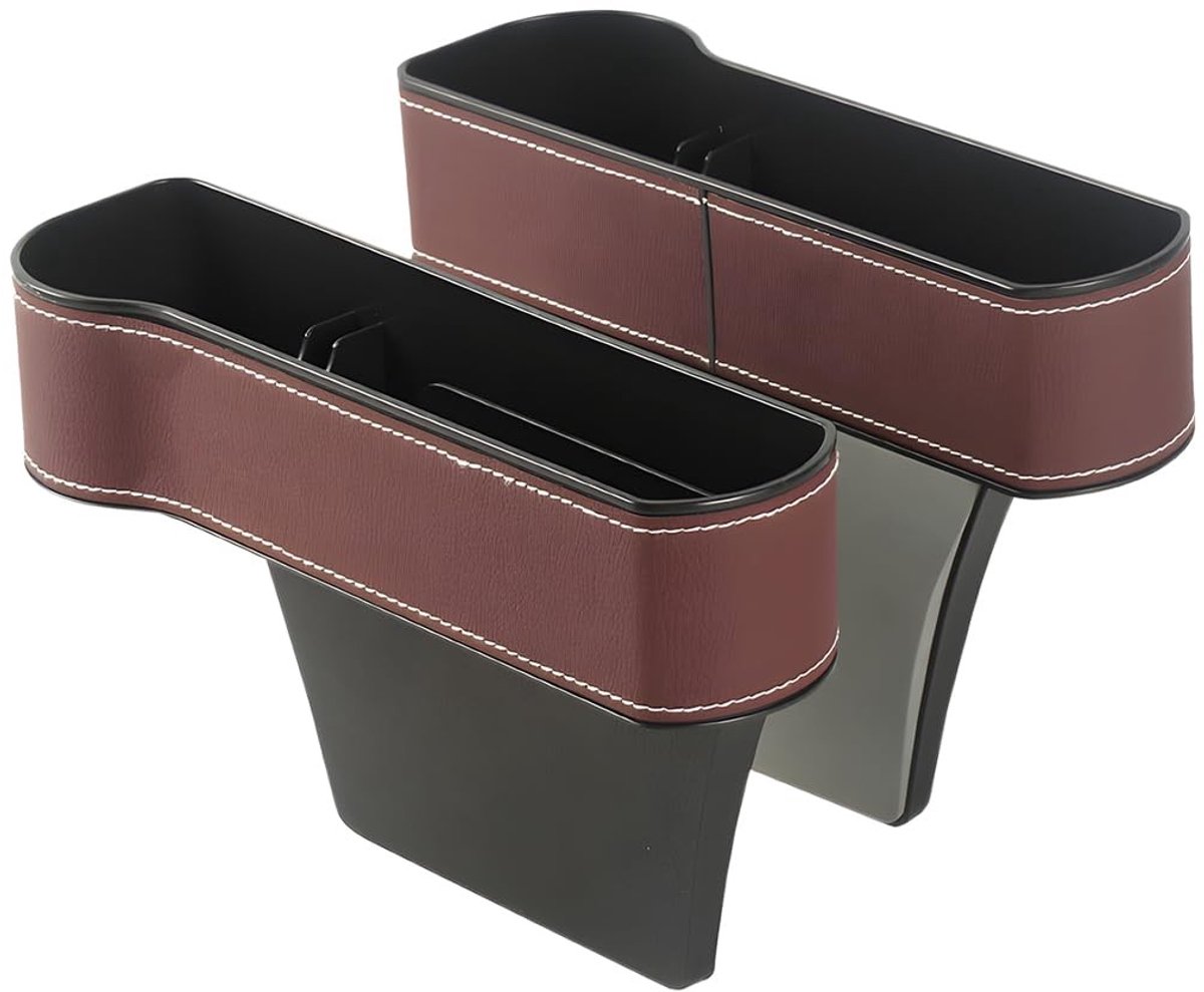Elzusha - Opbergdoos voor autostoelen - Organizer voor auto - Bruin - Zijdelen voor mobiele telefoons - Waterdicht en draagbaar - Universeel