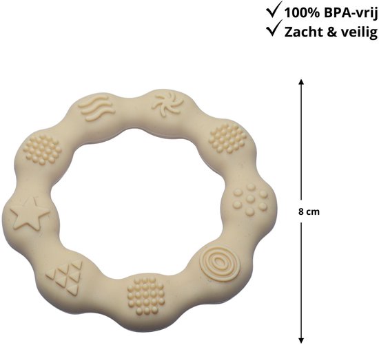 Zibbi Siliconen Bijtring & Speenkoord Set - 3-delig - BPA-vrij - Baby Bijtring - Speenkoord - Baby Cadeau - Soft Yellow - 0+ maanden van Zibbi — afbeelding 2