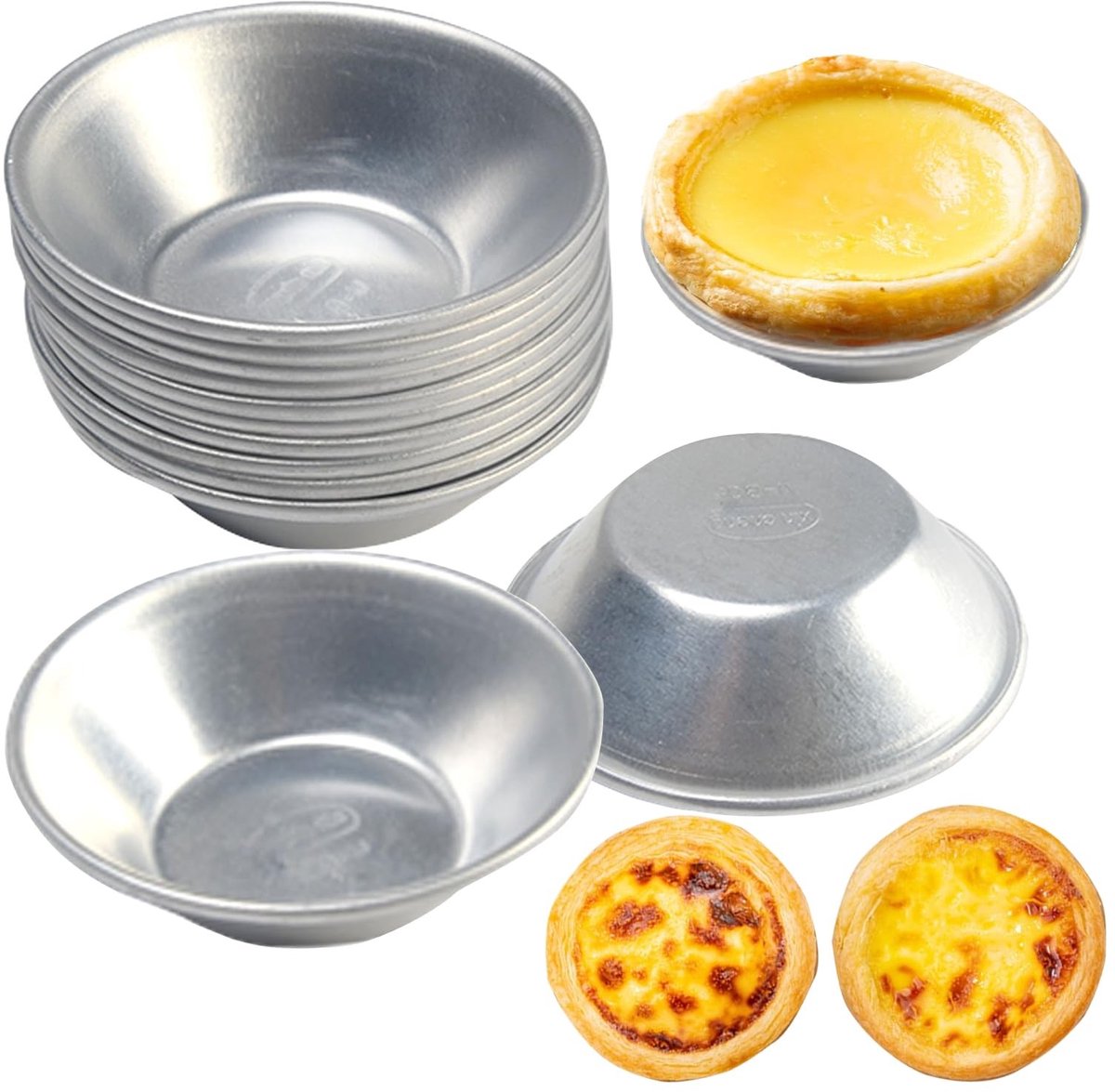 Elzusha - Herbruikbare Cake Vorm - 10 Stuks Nonstick - Ideaal voor Taart en Pudding - Zilver - Perfect voor Bakken - Voor Bakliefhebbers