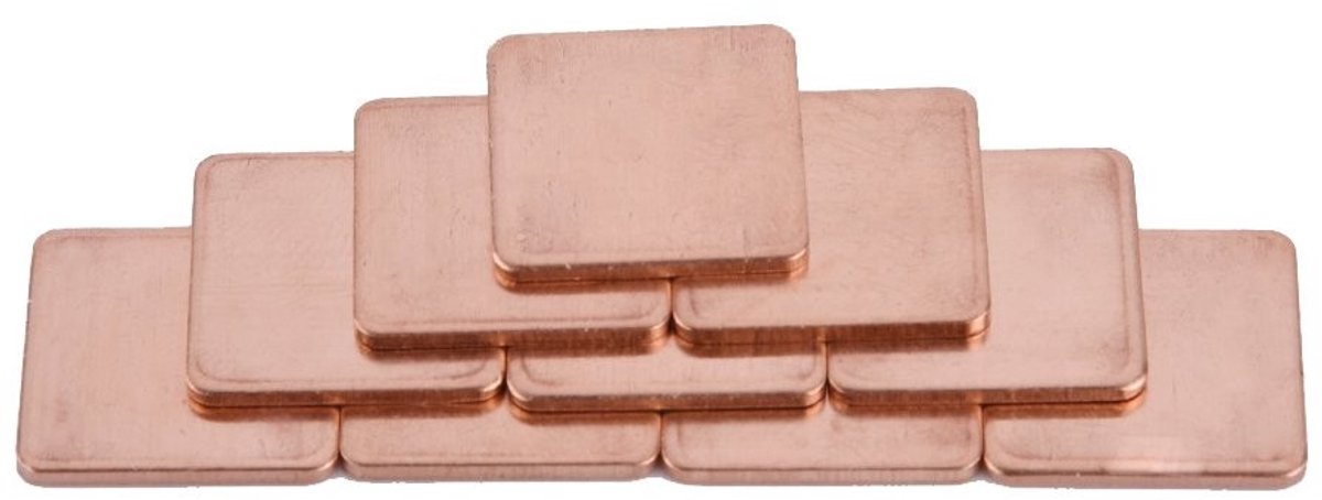 Dailygoods - Koperen Shim - Thermische geleidbaarheid - 10 stuks - 20x20mm - Heatsink - Geschikt voor laptop en desktop - 0,8mm