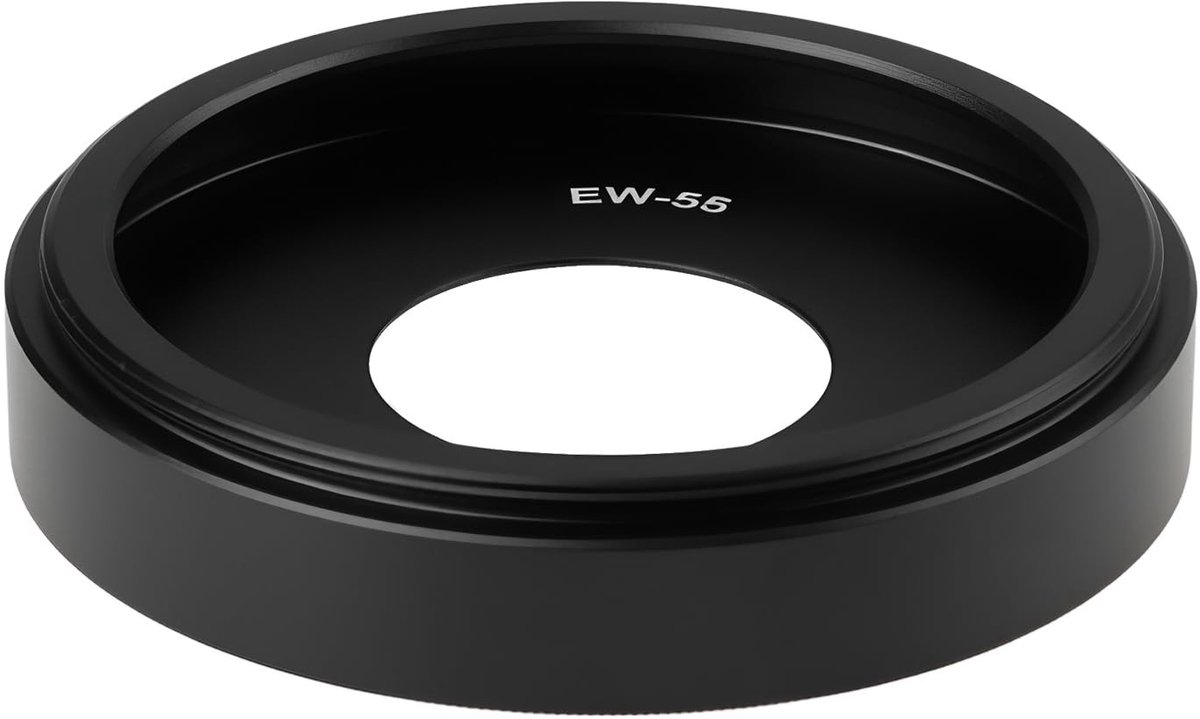 Dailygoods - Ronde metalen lenskap - EW-55 - Voorkomt verblinding - 55 mm - Compatibel met Canon RF 28mm f/2.8 - Lensaccessoire - Zwart