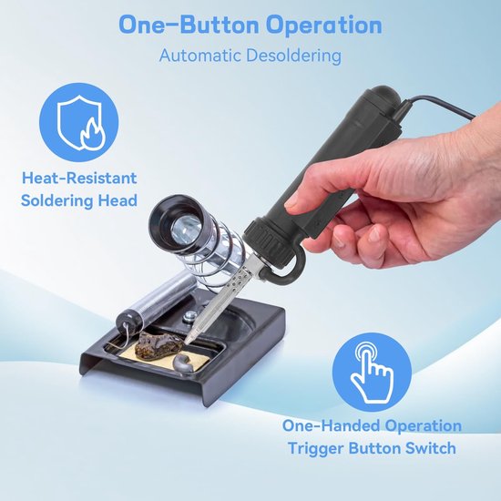 Dailygoods - Desoldering Pump - RVS Vacuüm Soldering Tool - 350W - Met 3 Nozzles - EU Plug - Effectief Ontsolderen - Handzaam en Gebruiksvriendelijk — afbeelding 3