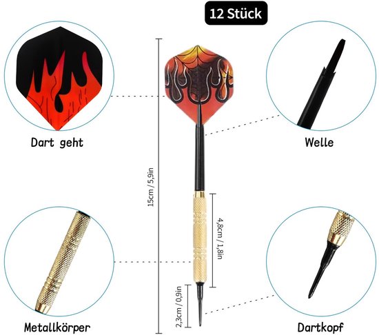 Dailygoods - Dartpijlen - Set met 24 extra flights - Kunststof dartpunten - Meerkleurig - Geschikt voor zowel sport als vrije tijd - Ideaal voor jong van Dailygoods — afbeelding 5