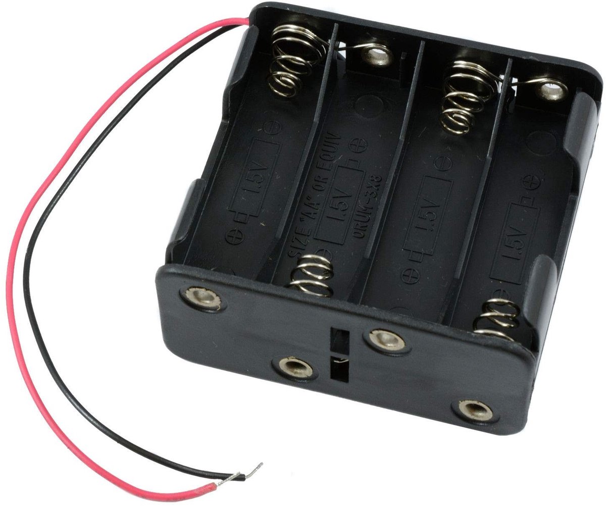 Dailygoods - Batterij Houder met Schakelaar - AA/AAA Batterij Case - Handig voor Opslag - Zwart - Plastic Batterijbox - Geschikt voor 4 Slots - Batter