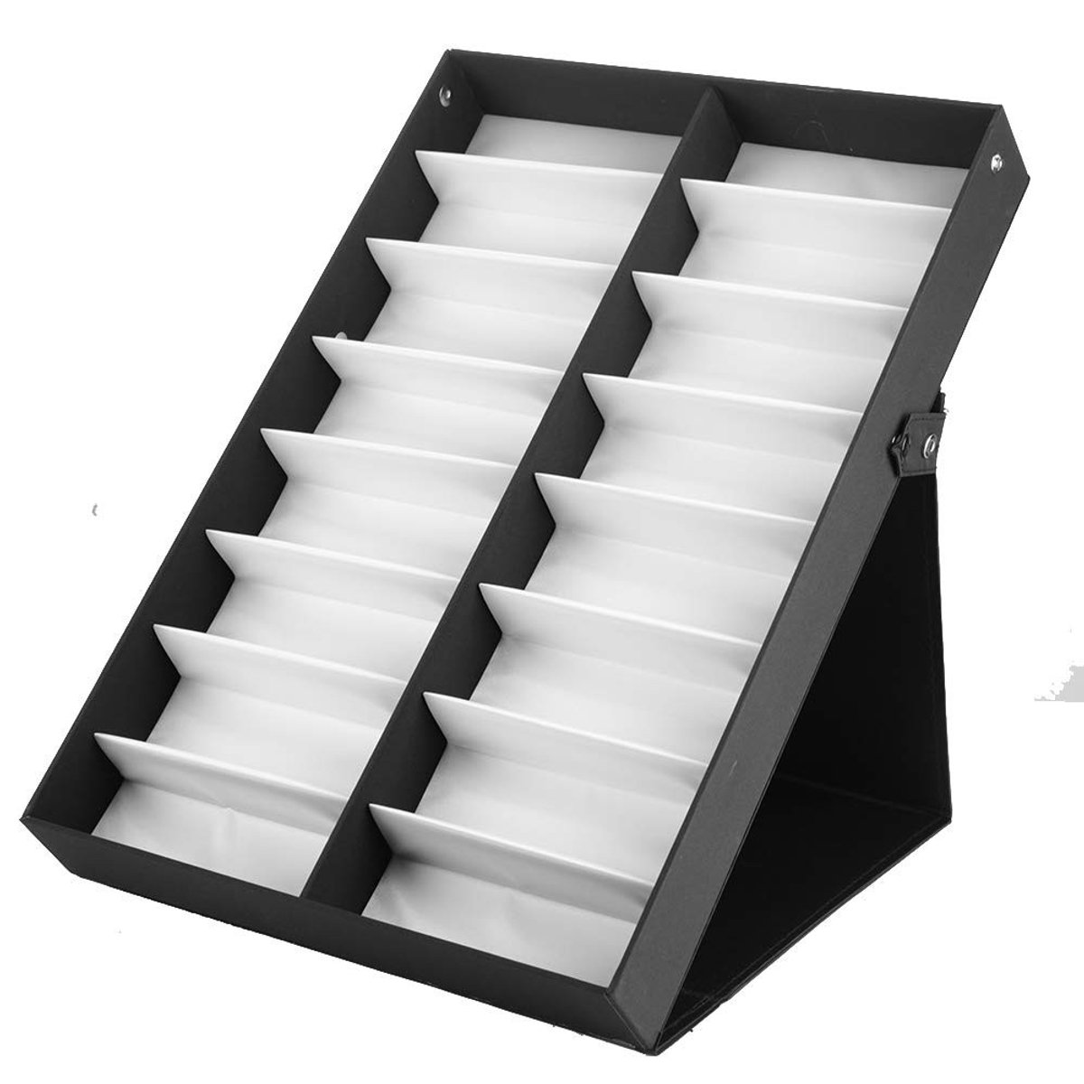 Sunglasses Display Case - PU Leren Brilopbergbox voor 16 Pairs met Stofbescherming