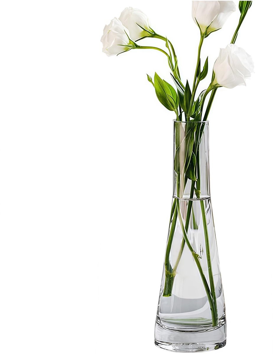 Smoakez - Glazen bloemenvaas - Decoratieve knop vaas - Elegante uitstraling - Helder - Voor thuis en kantoor - Perfect voor bloemen - Hoogte 21 cm